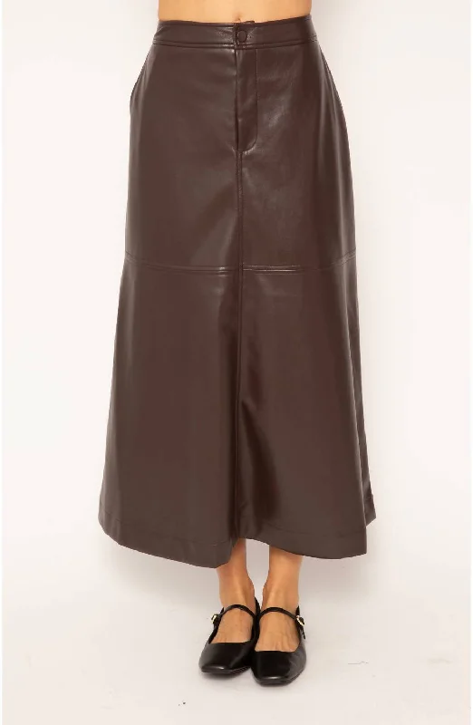 Beatrix Vegan Midi Skirt In Chocolate