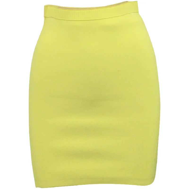 Alexander Wang Rib Knit Mini Pencil Skirt in Yellow Polyester