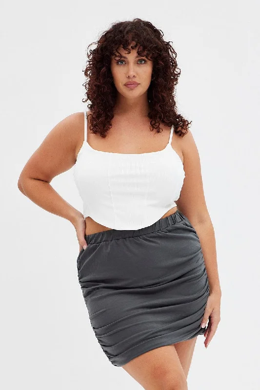 Grey Bodycon Skirt Mini Ruched