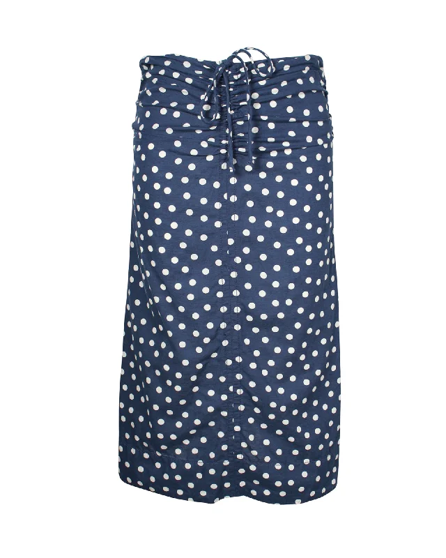 A.P.C. Polka Dot Midi Skirt in Blue Cotton