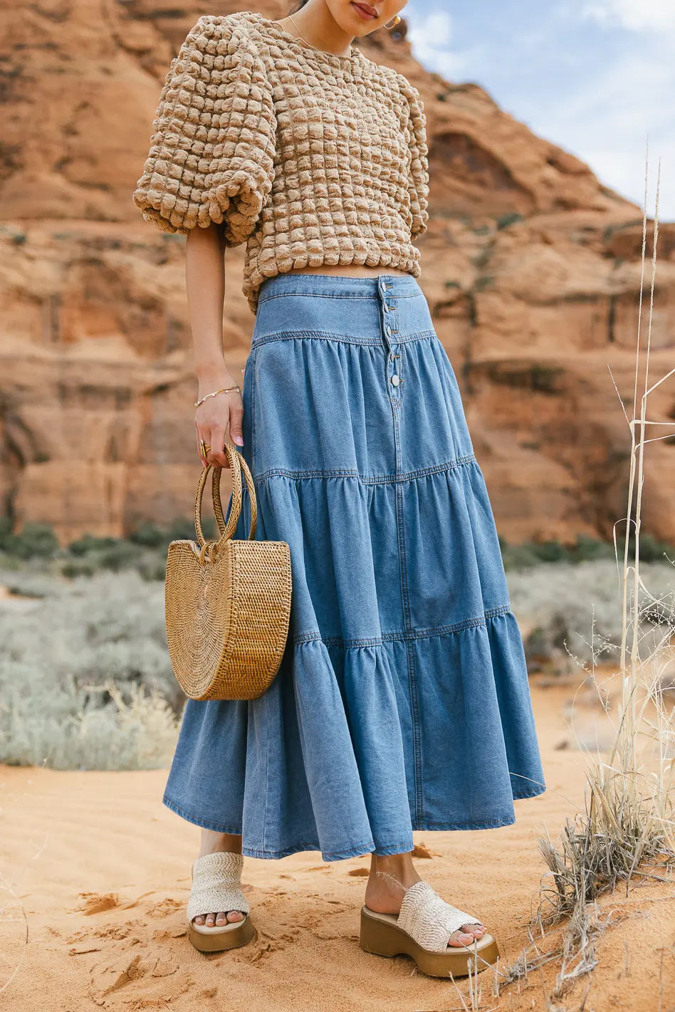 Joannie Tiered Denim Skirt