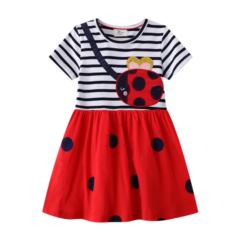 Girls Casual Fashion Short Sleeve Print Dress