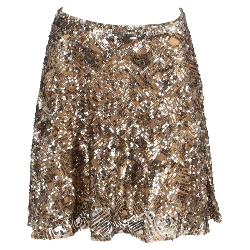 Ralph Lauren Mini High-Waisted A-Line Skirt in Gold Sequin